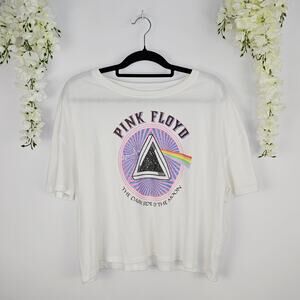 Pink Floyd Dark Side of the Moon T‑Shirt White Crop Graphic Tee XL Grunge Rocker